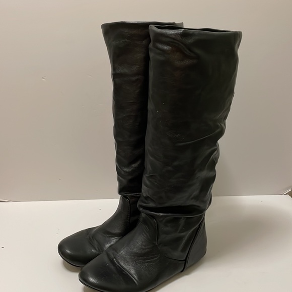 Women's Classic Round Toe Slouchy Booties Casual Slip On Fall Winter Long Boots - Picture 15 of 16